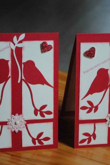 Подарък за 14 февруари поздравителна картичка направи си сам с птици.