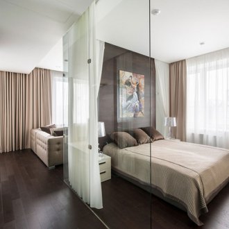 Зониране със завеси от стъклени прегради