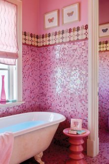 Pink mosaic for a toilet