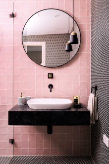 Toilet tile pink