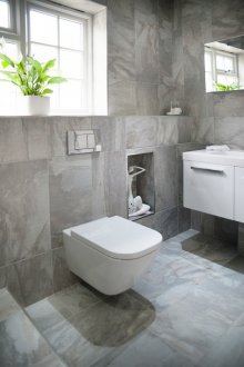 Tile for a toilet gray of stone