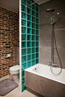 Tile for toilet with glass blocks