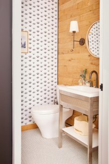 Kertas dinding tandas gaya eklektik