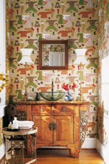 Wallpaper dalam tandas gaya etno