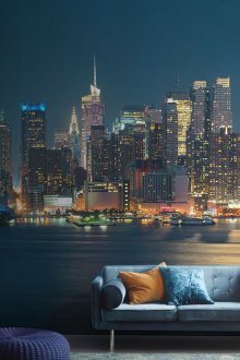 Fototapete Nachtstadt im Wohnzimmer