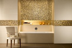 Golden mosaic in the bathroom