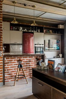 Apartmen studio 40 m persegi dalam gaya loteng
