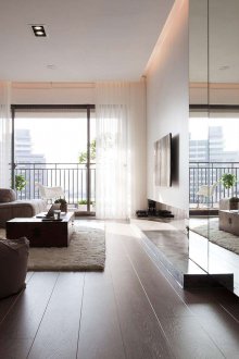 Apartmen studio 40 m persegi dalaman kelabu