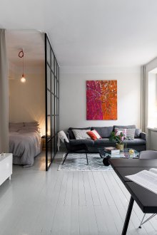 Apartmen studio 40 m persegi dengan partition kaca