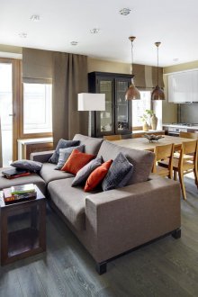Apartmen studio 40 m persegi dengan nada kelabu