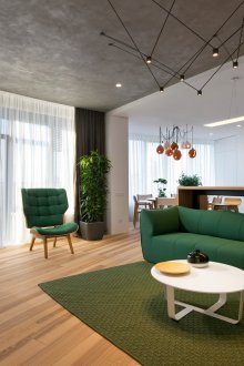 Apartmen studio 40 m persegi hijau