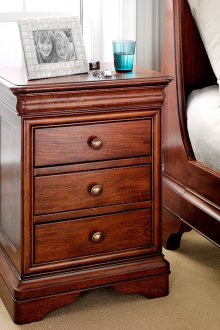 Brown wooden bedside table
