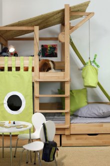 Layout of a nursery with an attic bed