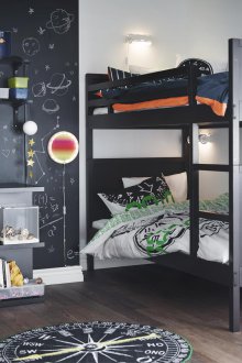 Children's layout with a black bed