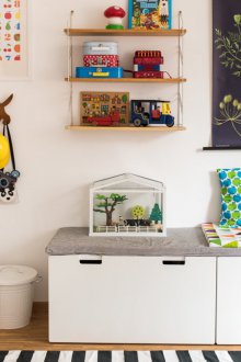 Children's layout with storage cabinet