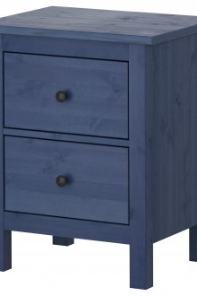 Blue bedside table made of wood