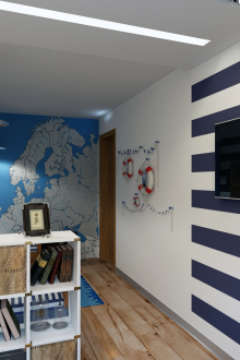 Детска стая в морски стил с рафтове