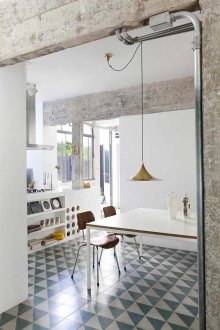 Дизайн на кухня в хола в индустриален стил