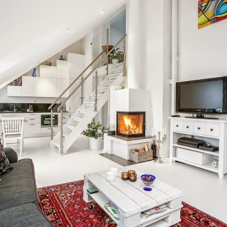 Дизайн на кухня на таванско помещение