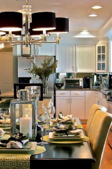 Дизайн на кухня за хол с трапезарна маса