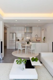 Плътен цветен дизайн на кухнята