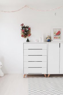 Die Einrichtung des Kinderzimmers ist Wand