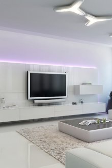 Pangsapuri studio berteknologi tinggi dengan hiasan siling