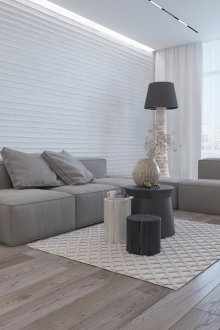 Minimalism satu bilik apartmen kelabu