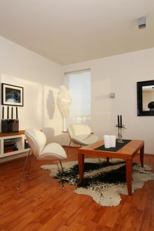 Pangsapuri satu bilik dengan dalaman Art Nouveau