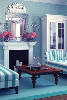 Синьо-син нюанс на тюркоаз в хола