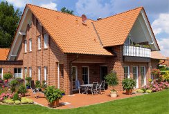 Beautiful brick cladding of a two-story house