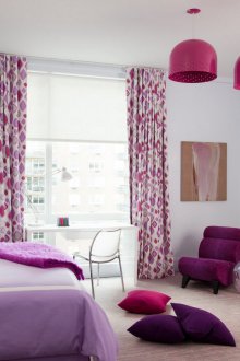 Лилаво-розови акценти в спалнята