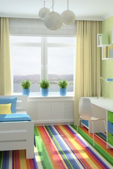 Жълти завеси в стая за момче