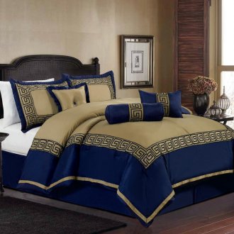 Синьо бежово спално бельо