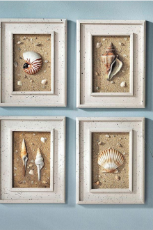 Раковините в рамката за създаване на морски стил в интериора