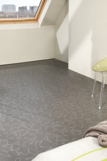 Тъмно сив флорален линолеум