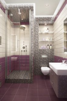 Gabungan susun ubin standard dan lain-lain di bilik mandi