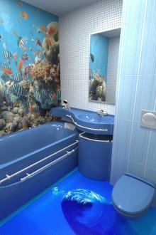 Bahagian luar laut marin di dalam bilik mandi