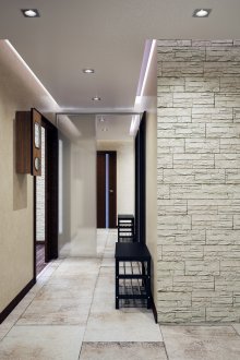 Стенна декорация в коридора с декоративен камък