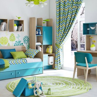Тюркоазени акценти в детската стая