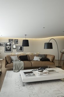 Кафяво-бяла всекидневна