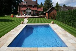 Pool in front of the house