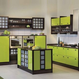 Черен и маслинен кухненски комплект