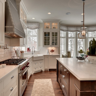 Плътен бял ъглов кухненски комплект