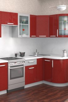 Малък червен и бял кухненски комплект