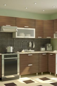 Кафяв ъглов кухненски комплект