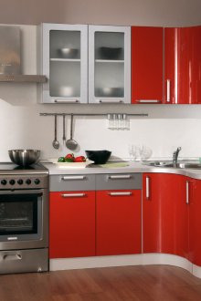 Сребърен червен ъглов кухненски комплект