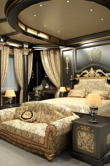 Empire style black and gold bedroom