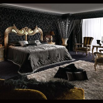 Черни стени в спалнята в готически стил