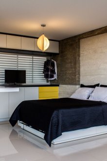 Schlafbereich in einem Loft-Studio-Apartment